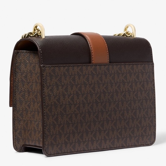 Michael Kors Greenwich SM Color-Block Signature Logo Crossbody Bag Brown Multi - Picture 7 of 11